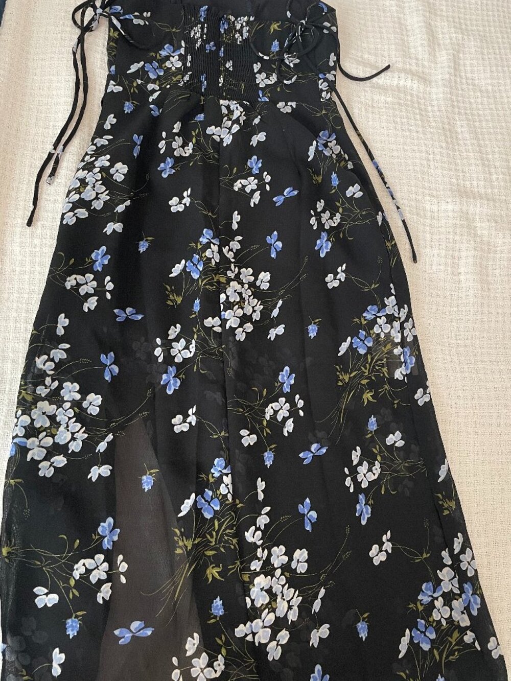 NWT Commense Floral Black Midi Dress Spaghetti Straps Small